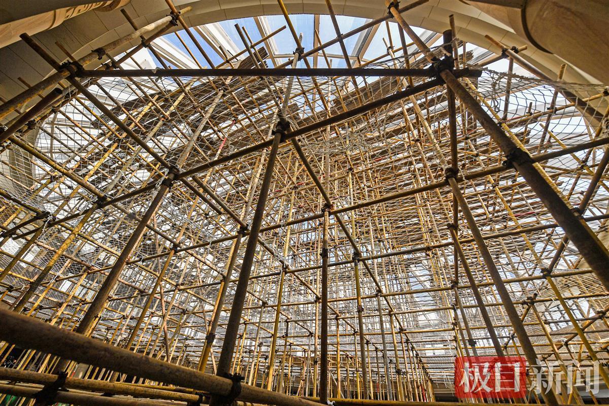 24米高空作業忙,武漢圖書館錐形玻璃頂即將煥新